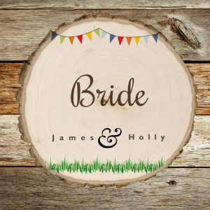 Woodslice coaster wedding place names